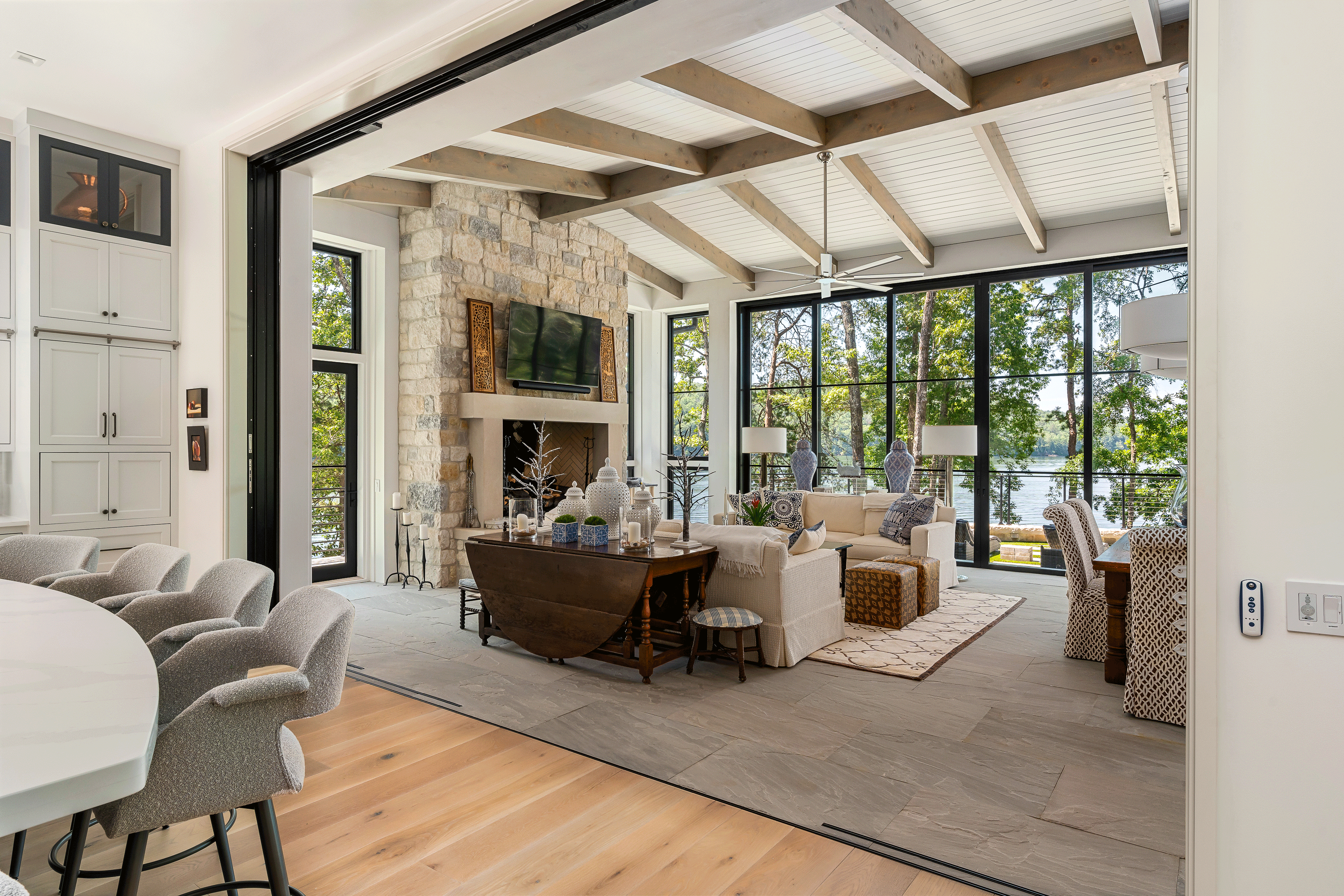 Snyder home's front doors opening to reveal the interior